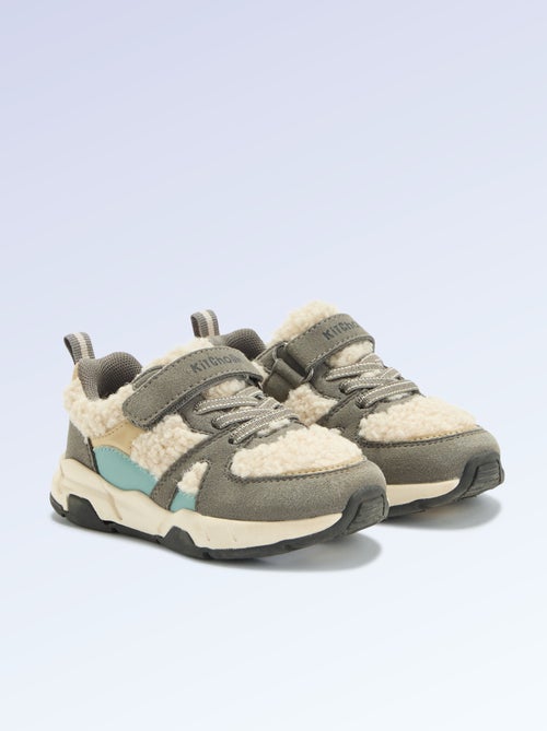 Zapatillas bajas de antelina y efecto borreguito - Kiabi