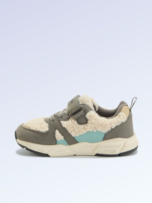 Zapatillas bajas de antelina y efecto borreguito - Kiabi