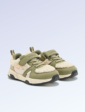 Kitchoun - Zapatillas bajas de antelina y efecto borreguito
