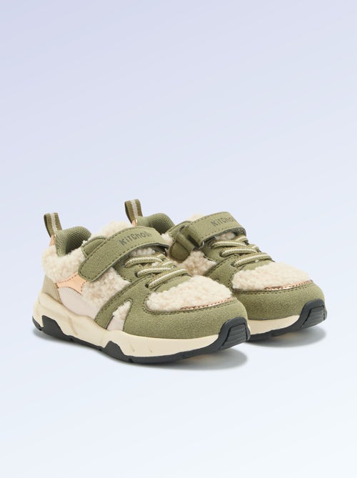 Zapatillas bajas de antelina y efecto borreguito - Kiabi