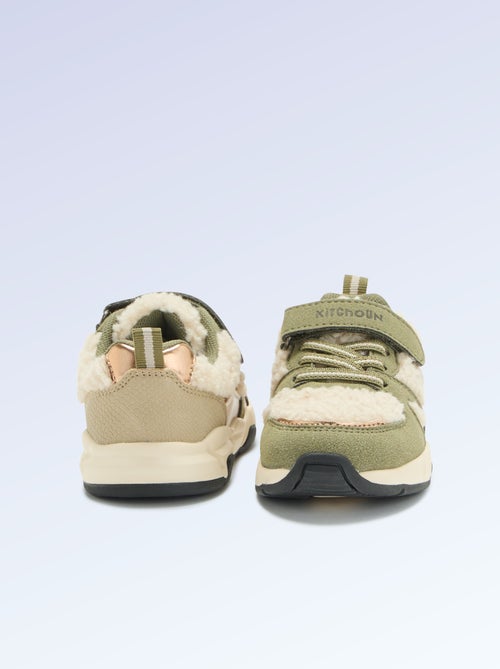 Zapatillas bajas de antelina y efecto borreguito - Kiabi