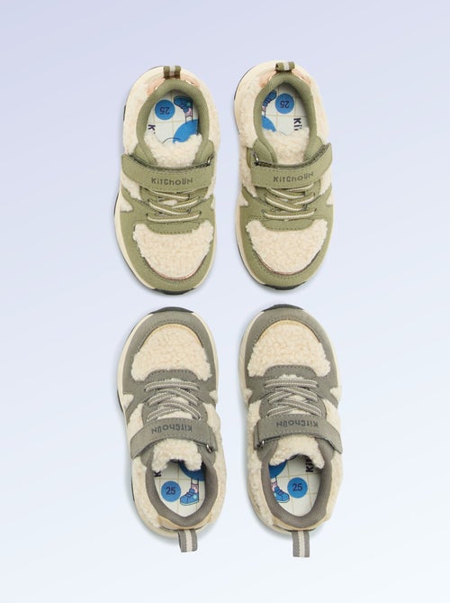 Zapatillas bajas de antelina y efecto borreguito - Kiabi