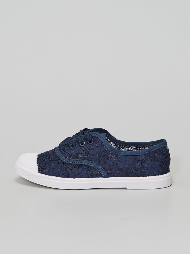 Zapatillas bajas de encaje azul navy - Kiabi