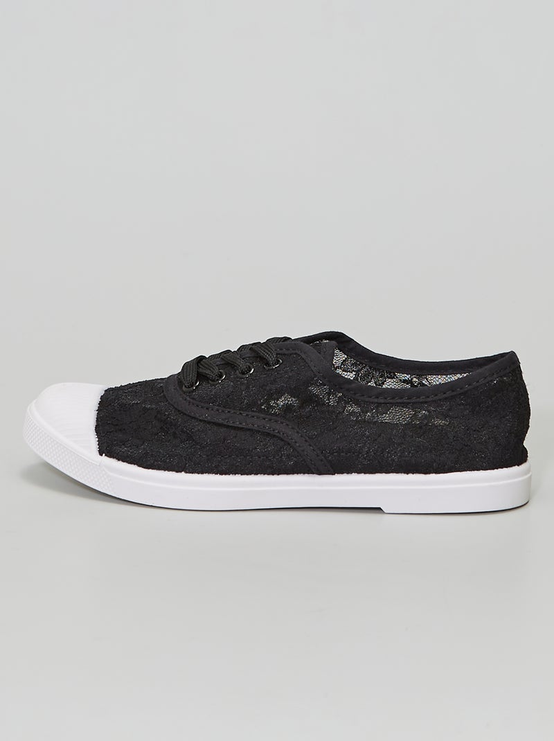 Zapatillas bajas de encaje NEGRO - Kiabi