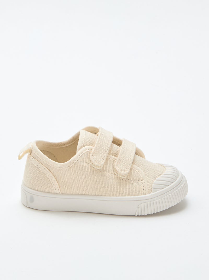Zapatillas bajas de lona con cierres de velcro Beige - Kiabi