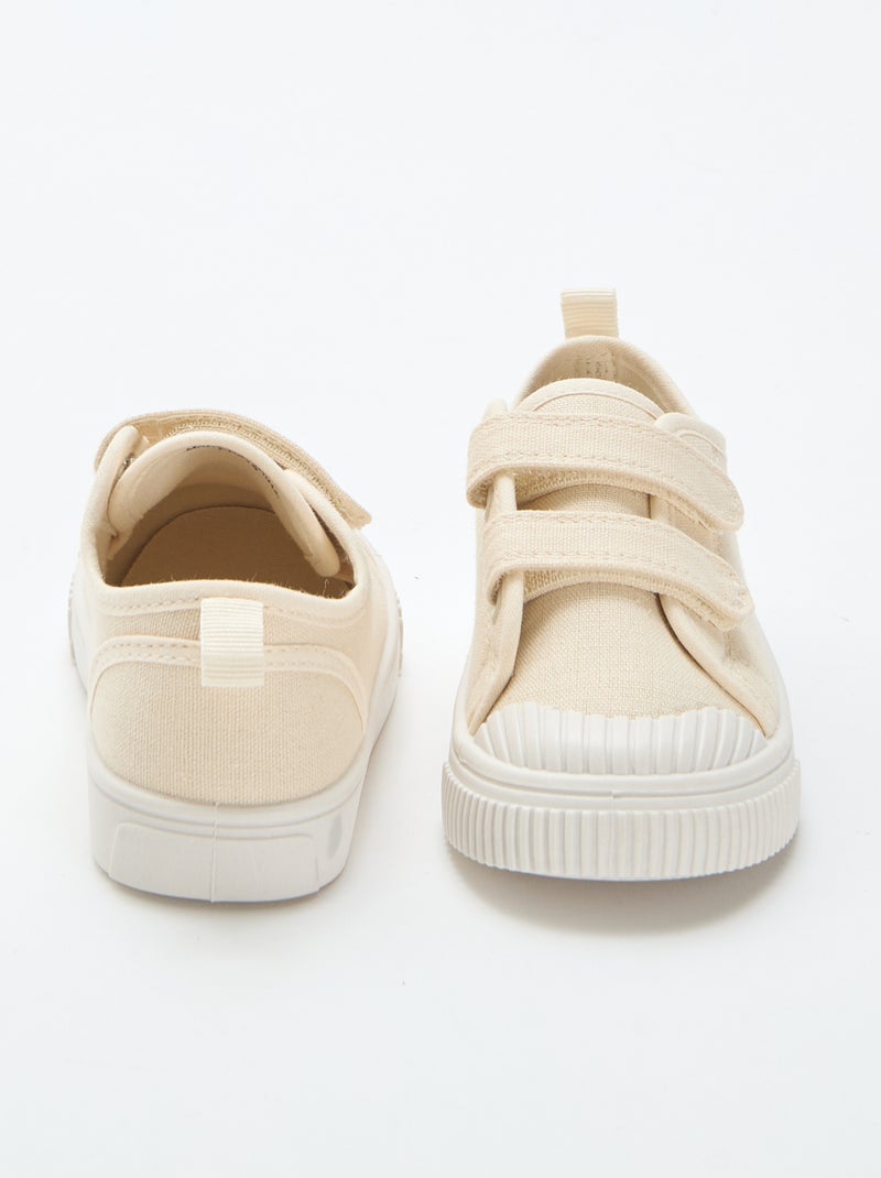 Zapatillas bajas de lona con cierres de velcro Beige - Kiabi