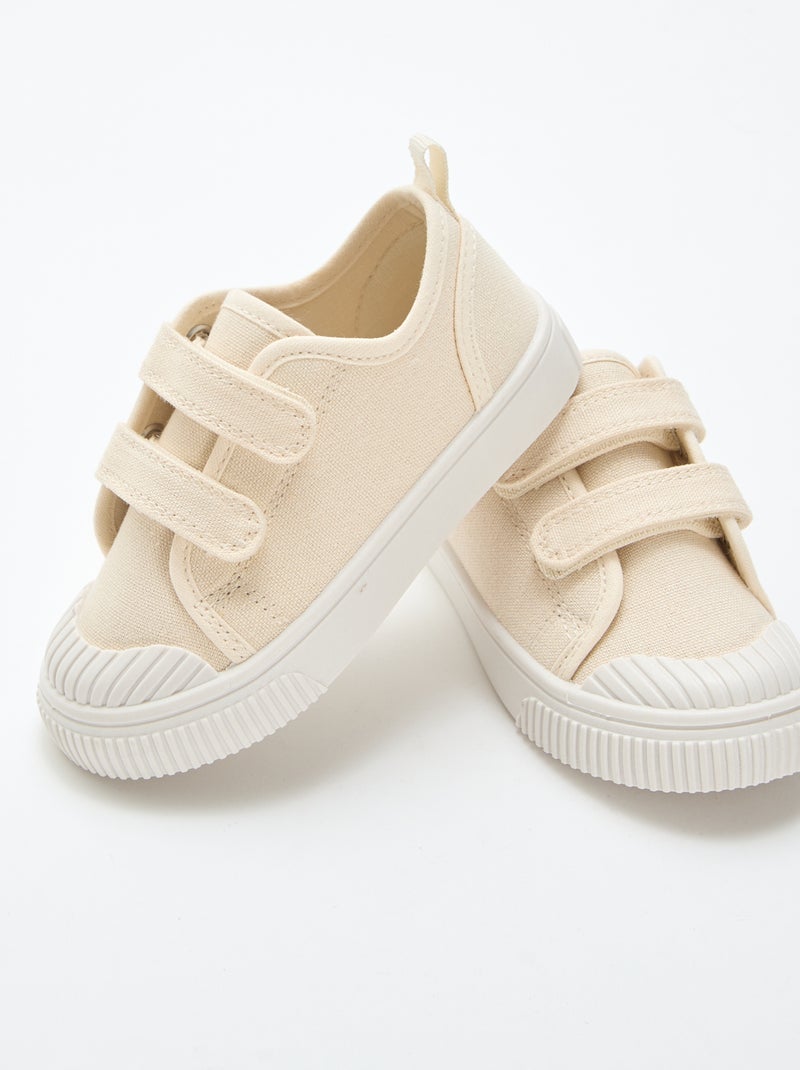 Zapatillas bajas de lona con cierres de velcro Beige - Kiabi