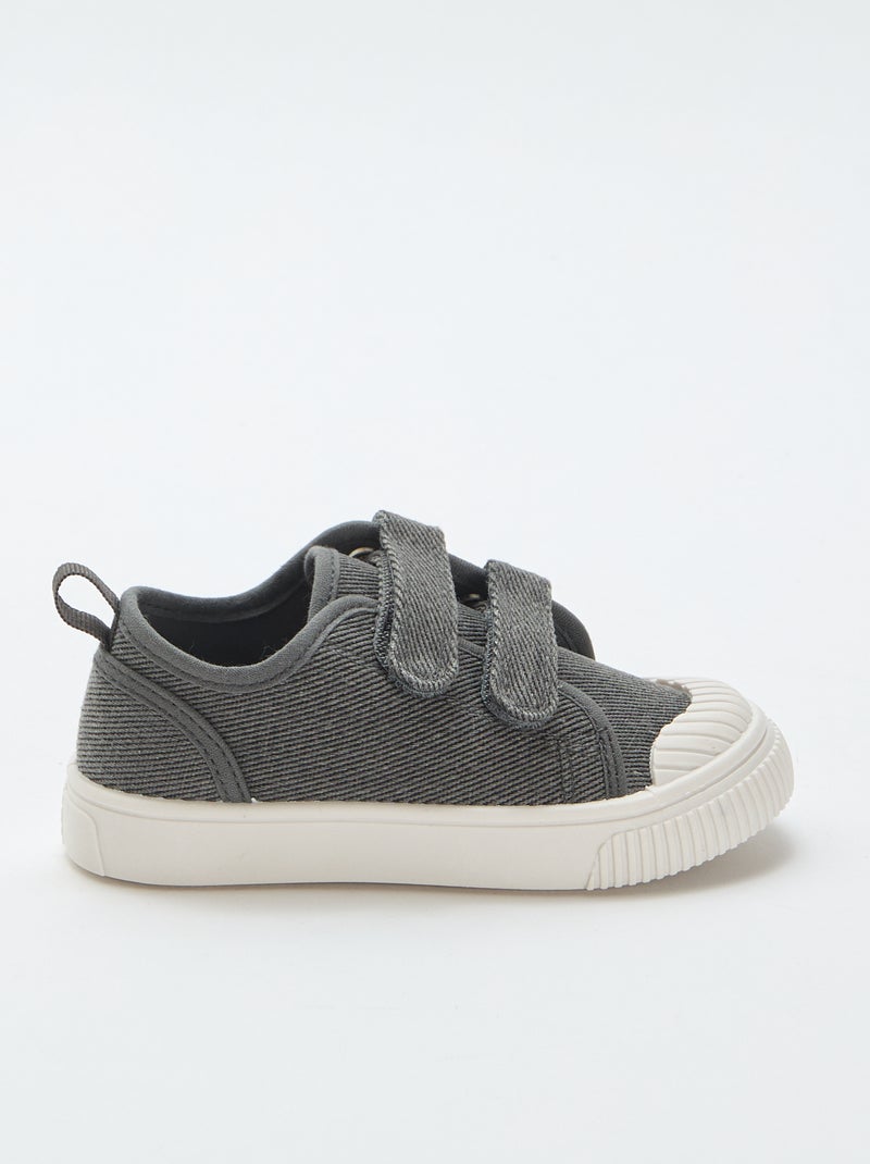 Zapatillas bajas de lona con cierres de velcro Gris - Kiabi