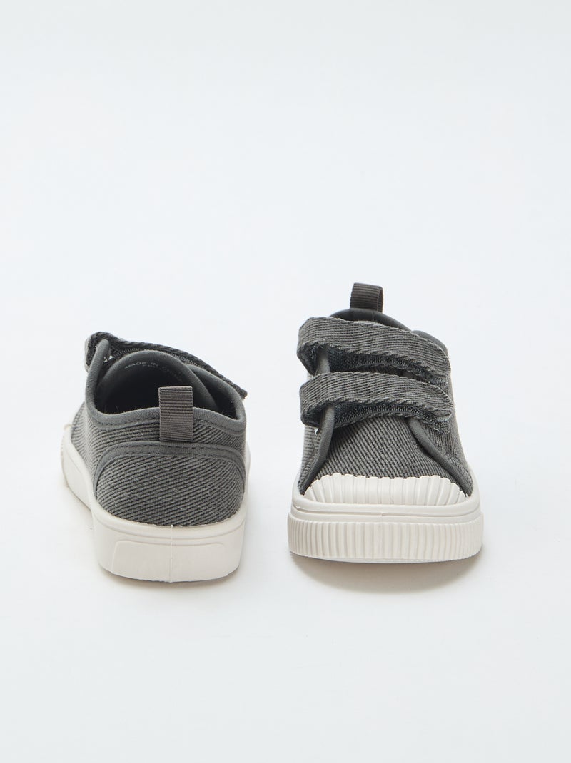 Zapatillas bajas de lona con cierres de velcro Gris - Kiabi