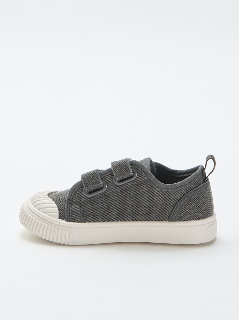 Zapatillas bajas de lona con cierres de velcro Gris - Kiabi