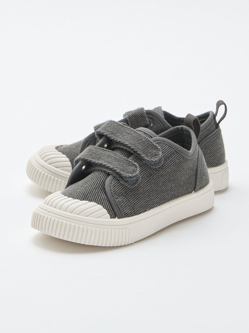 Zapatillas bajas de lona con cierres de velcro Gris - Kiabi