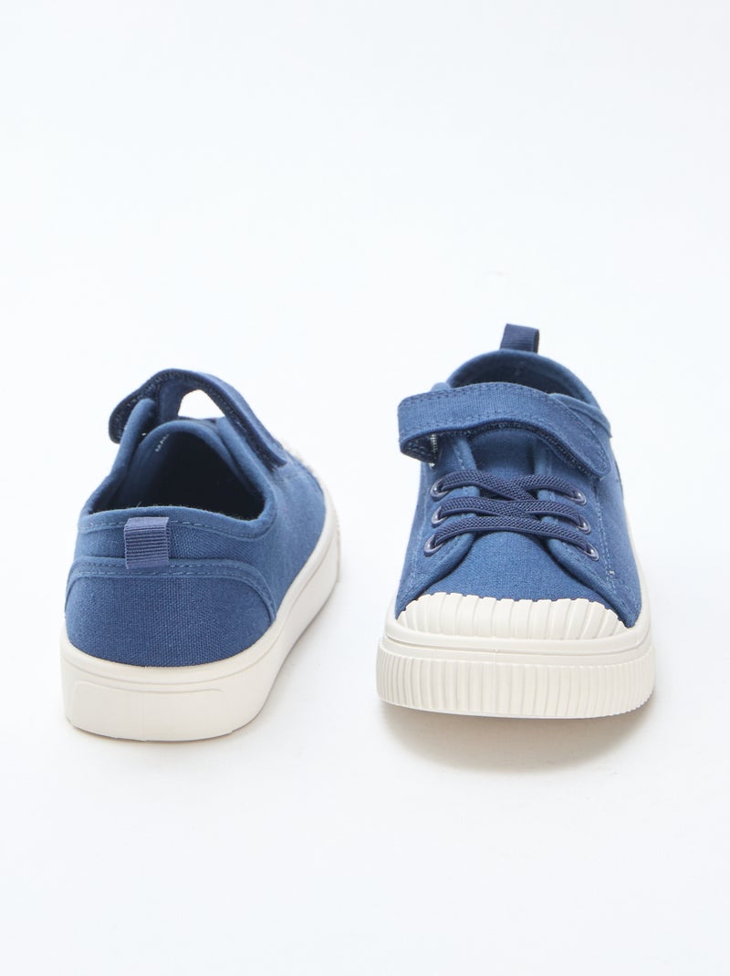 Zapatillas bajas de lona con velcro Azul - Kiabi