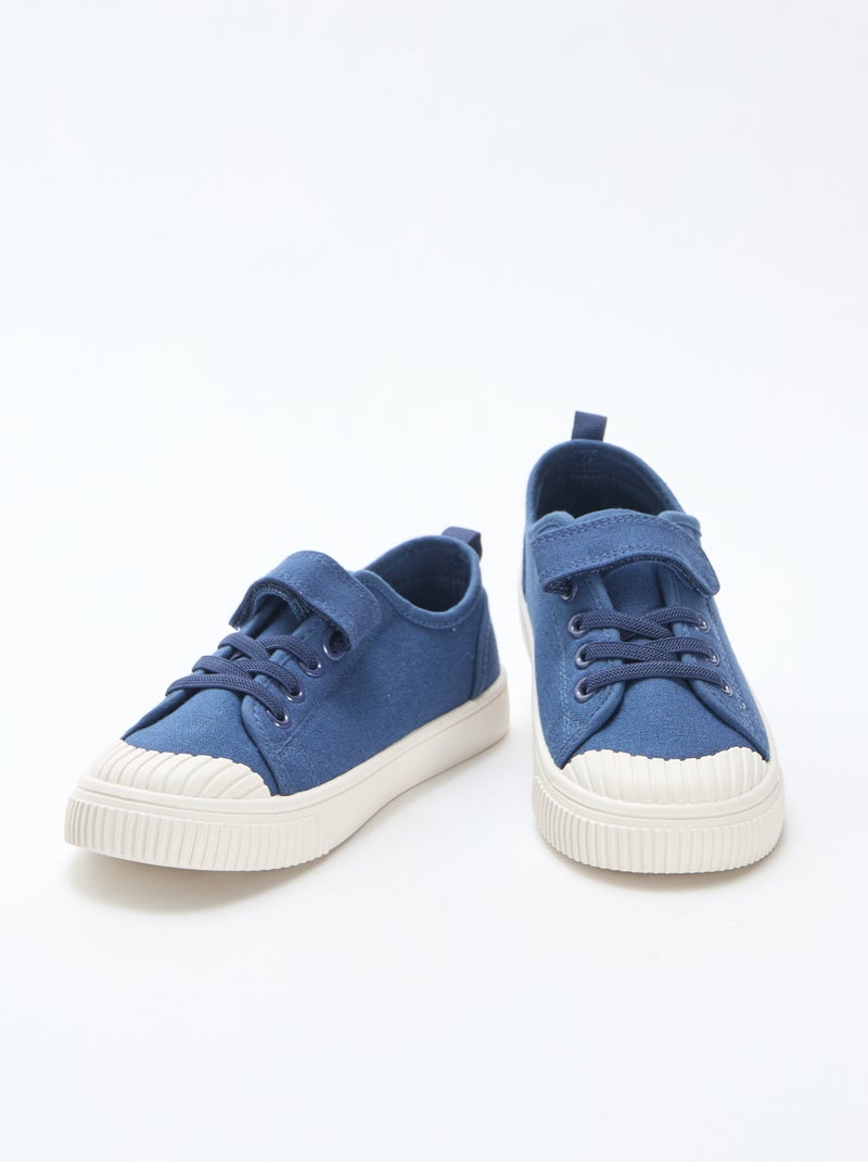 Zapatillas bajas de lona con velcro Azul - Kiabi