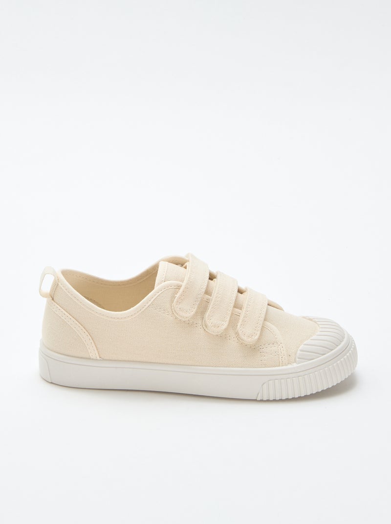 Zapatillas bajas de lona con velcro Beige - Kiabi