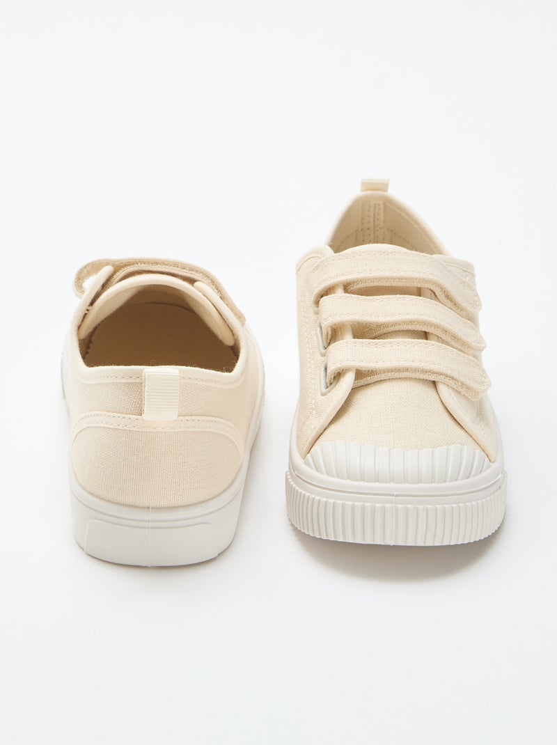 Zapatillas bajas de lona con velcro Beige - Kiabi