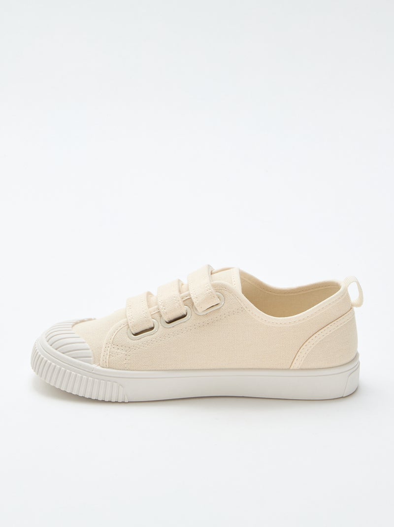 Zapatillas bajas de lona con velcro Beige - Kiabi