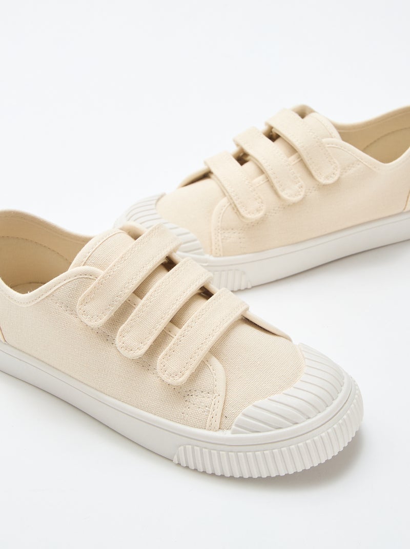 Zapatillas bajas de lona con velcro Beige - Kiabi