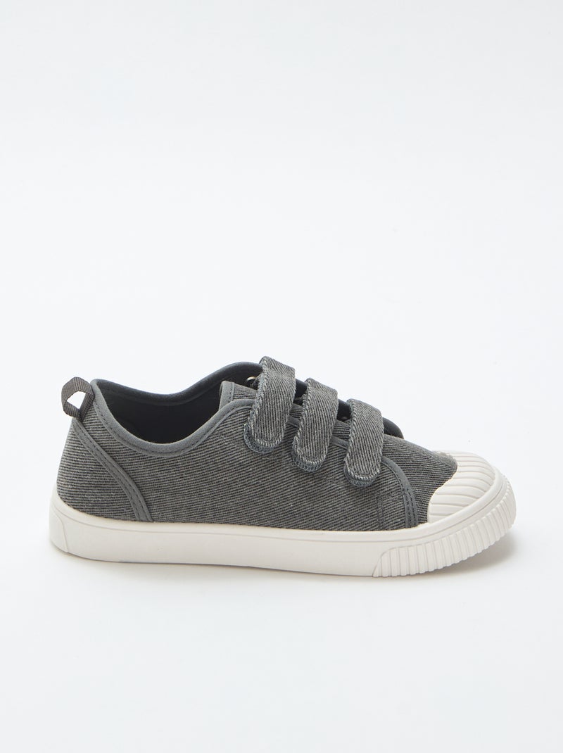 Zapatillas bajas de lona con velcro Gris - Kiabi
