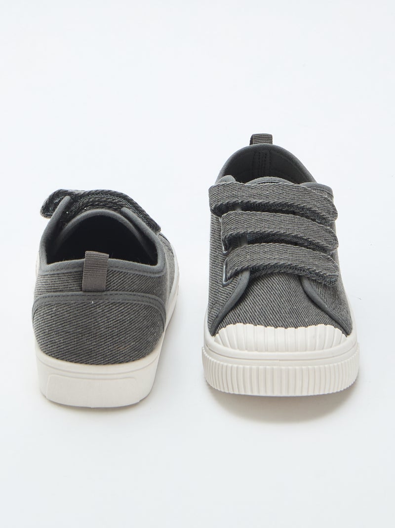 Zapatillas bajas de lona con velcro Gris - Kiabi
