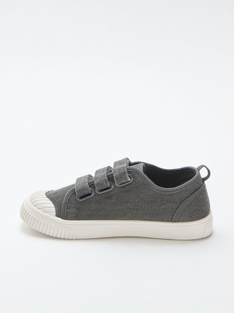 Zapatillas bajas de lona con velcro Gris - Kiabi