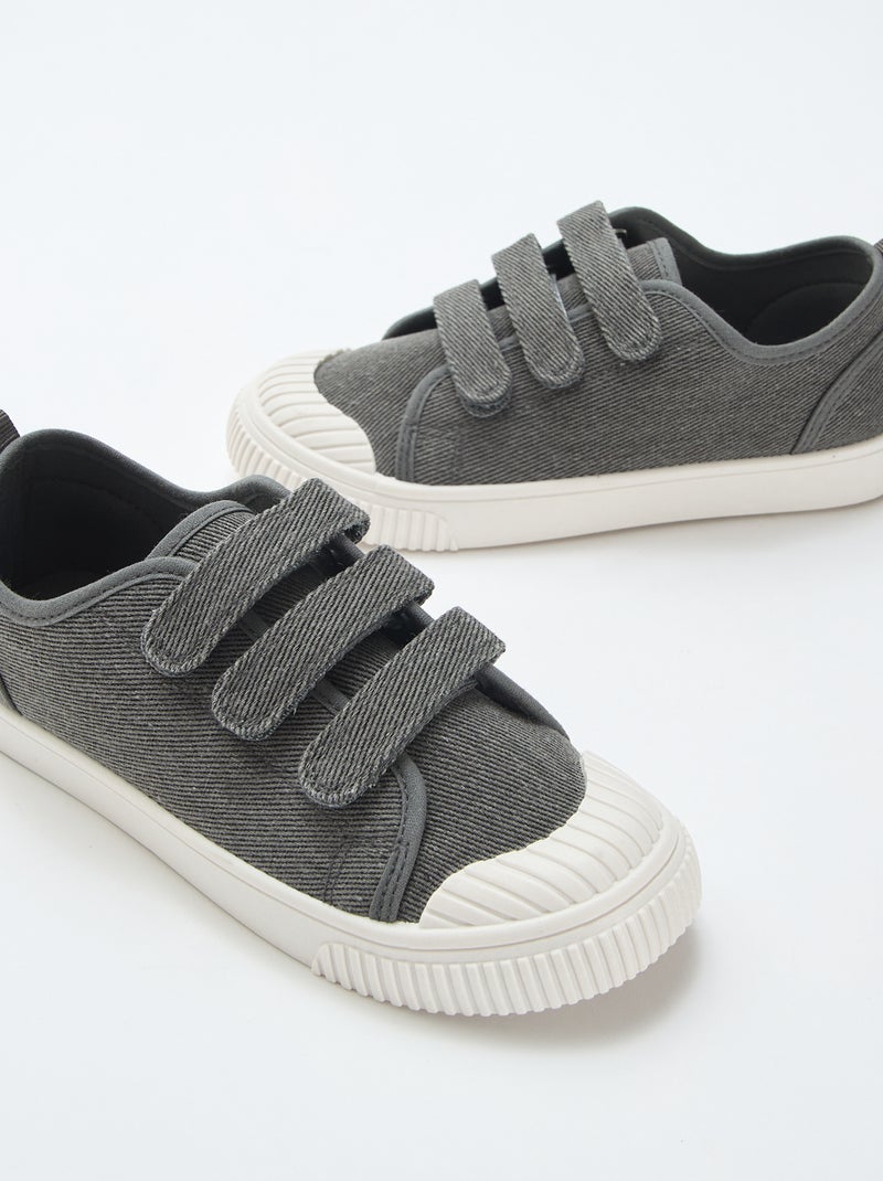 Zapatillas bajas de lona con velcro Gris - Kiabi
