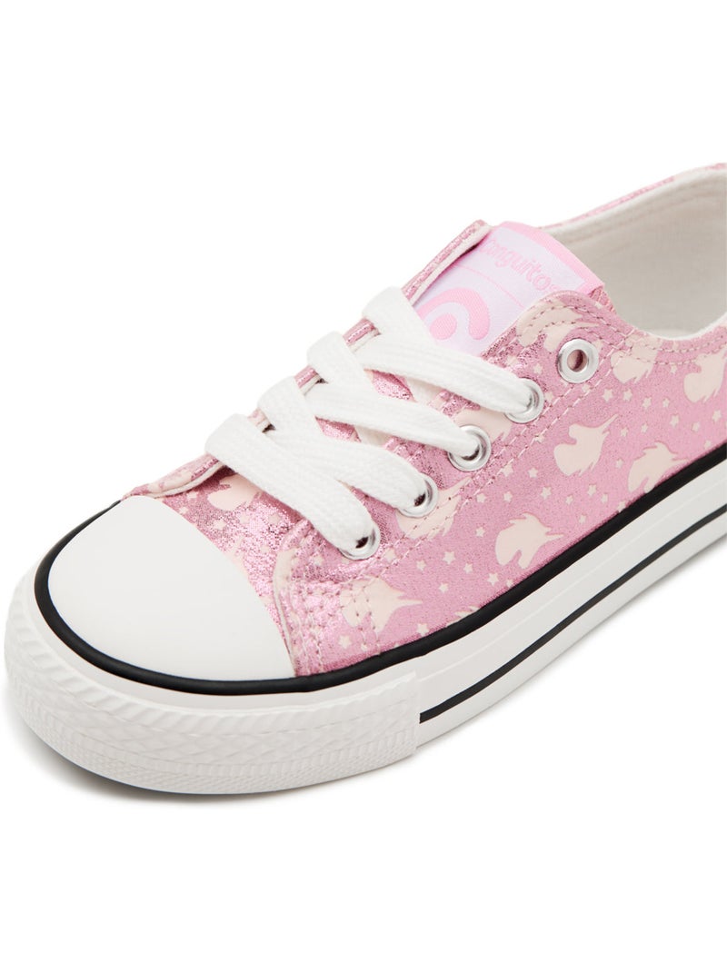 Zapatillas Bajas de Niña Estampado Unicornio y Estrellas Brillo Oscuridad Rosa - Kiabi