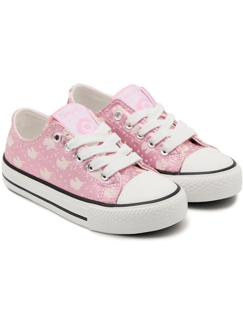 Zapatillas bajas de niña estampado unicornio y estrellas brillo oscuridad Rosa - Kiabi