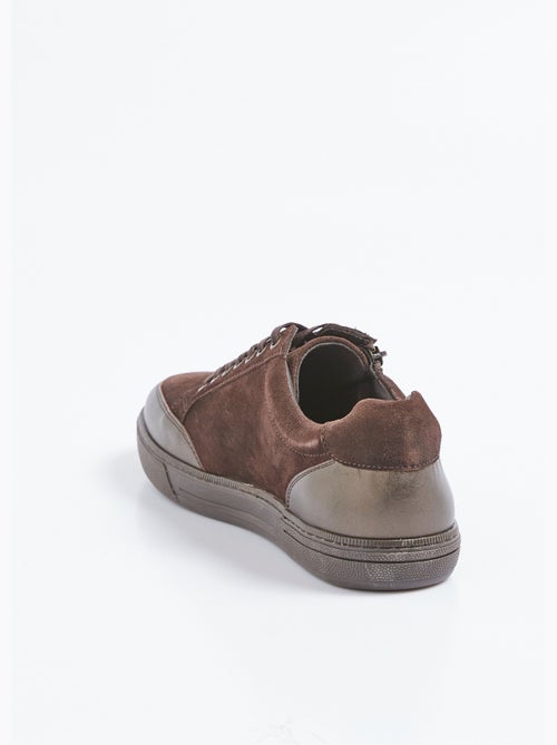 Zapatillas bajas de piel con cordones y cremalleras - Afibel - Kiabi