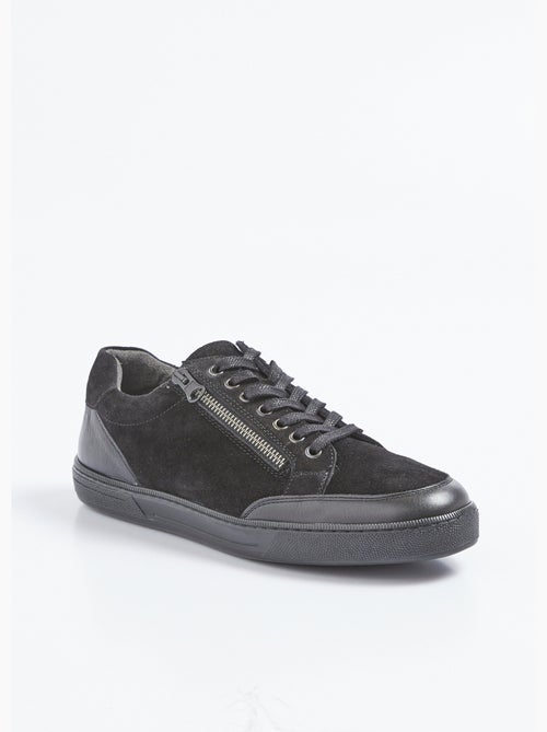 Zapatillas bajas de piel con cordones y cremalleras - Afibel - Kiabi