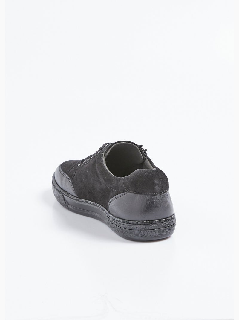 Zapatillas bajas de piel con cordones y cremalleras - Afibel Negro - Kiabi
