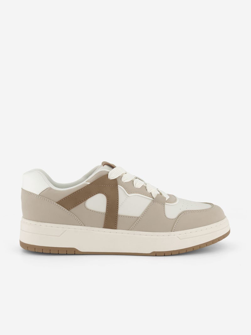 Zapatillas bajas de polipiel Beige - Kiabi