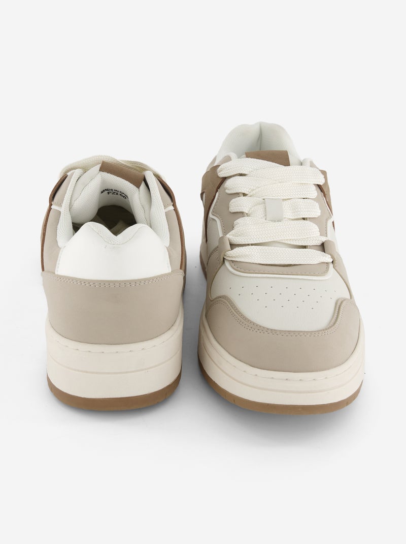 Zapatillas bajas de polipiel Beige - Kiabi