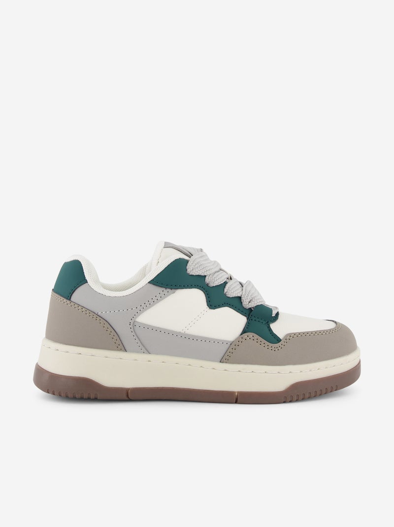 Zapatillas bajas de polipiel Gris - Kiabi