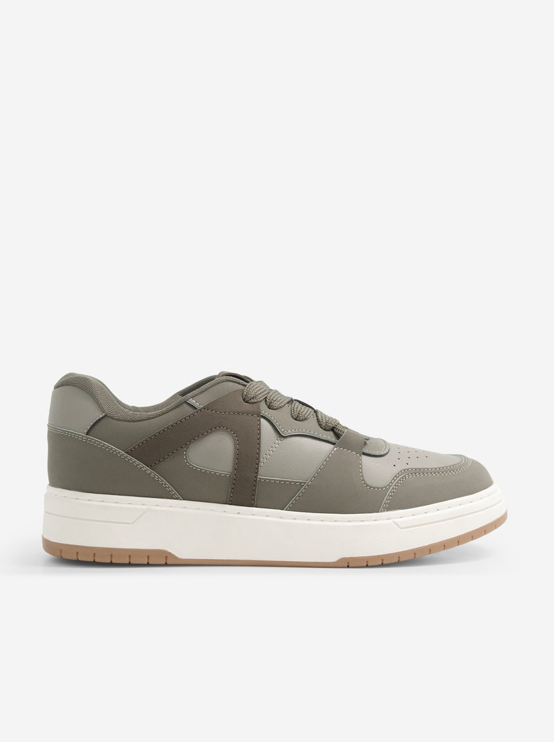 Zapatillas bajas de polipiel Kaki - Kiabi