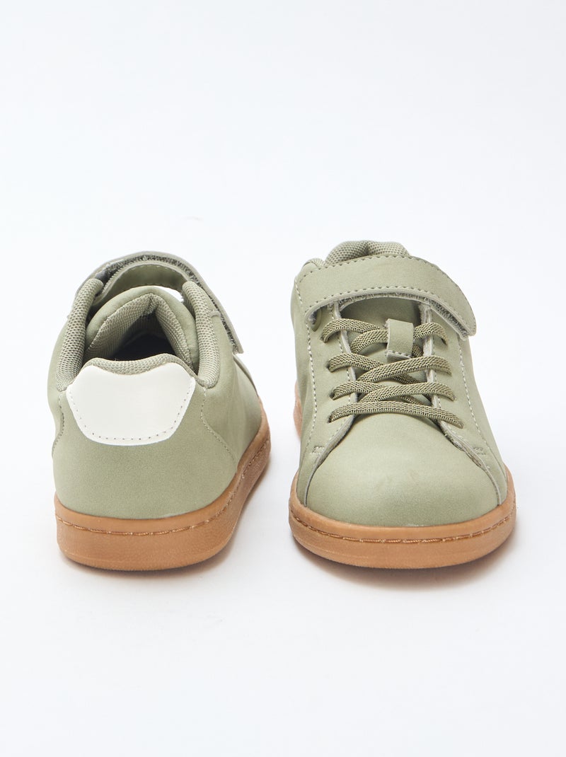 Zapatillas bajas de serraje bicolor Verde - Kiabi