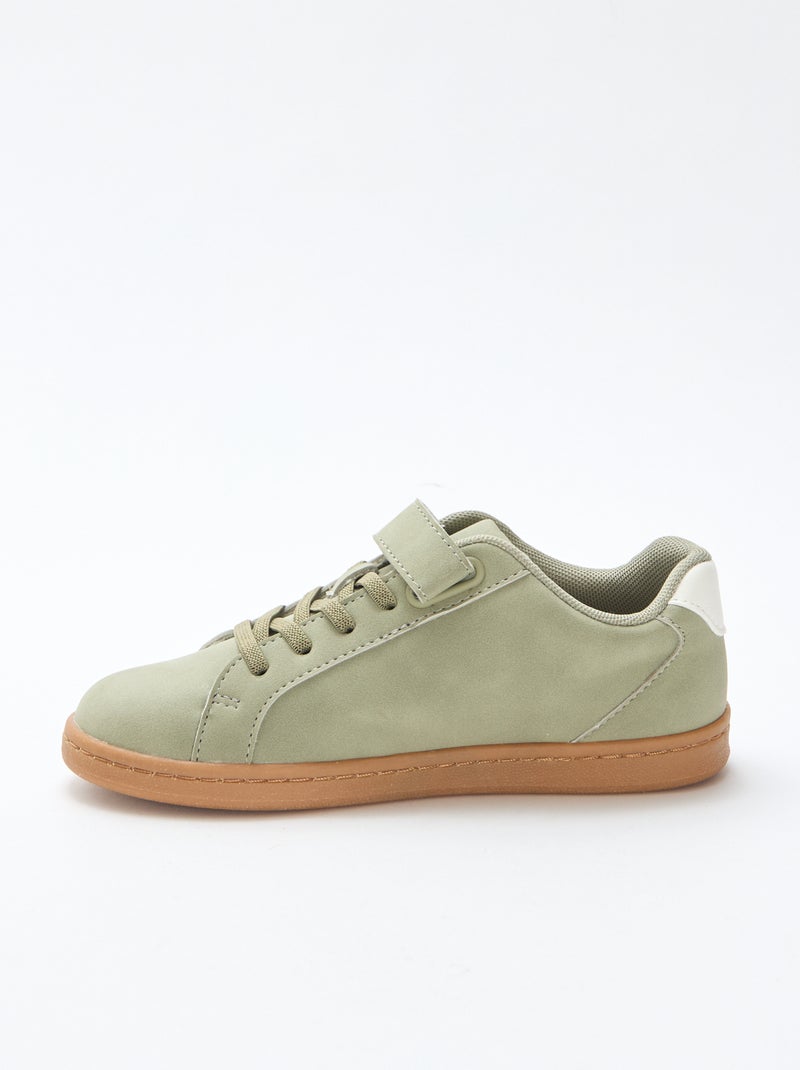 Zapatillas bajas de serraje bicolor Verde - Kiabi