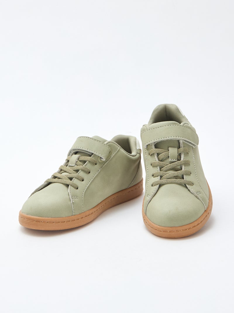 Zapatillas bajas de serraje bicolor Verde - Kiabi
