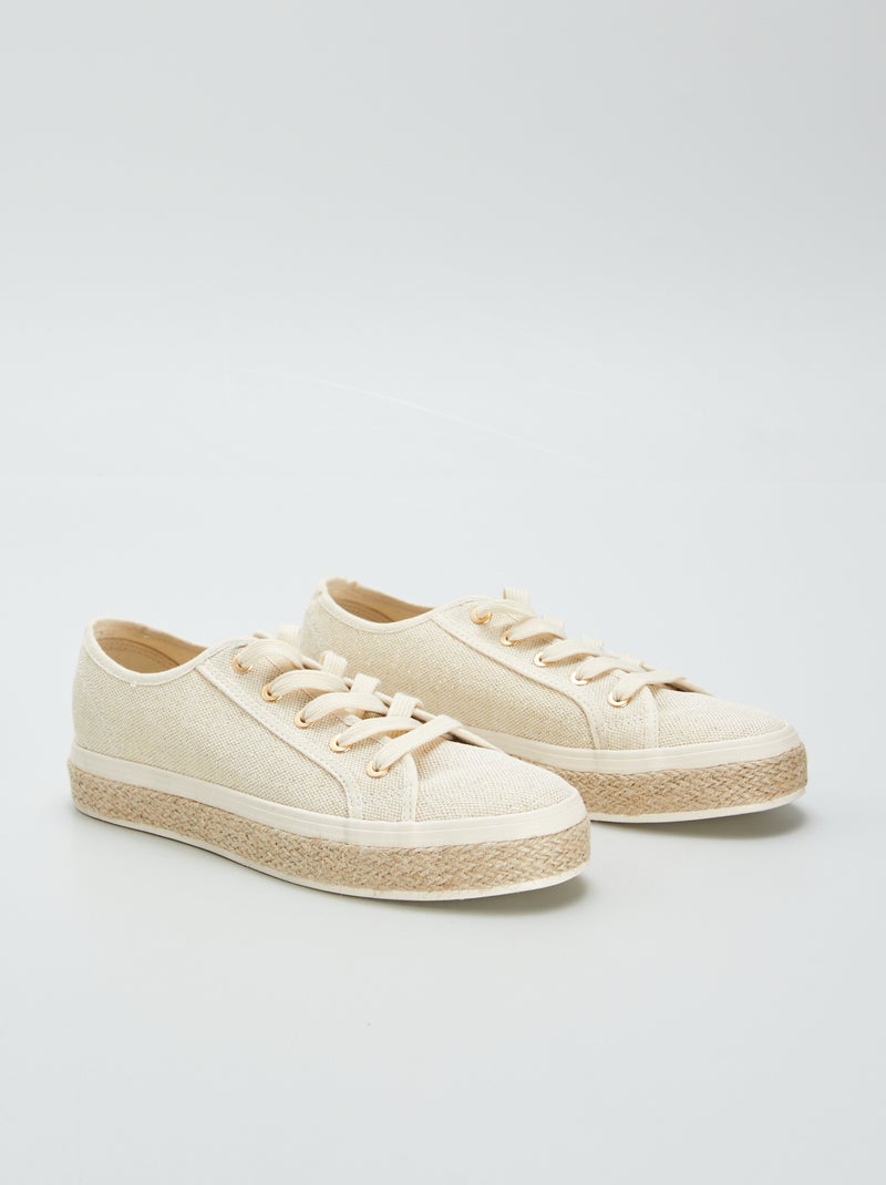 Zapatillas bajas de tela con brillos AMARILLO - Kiabi