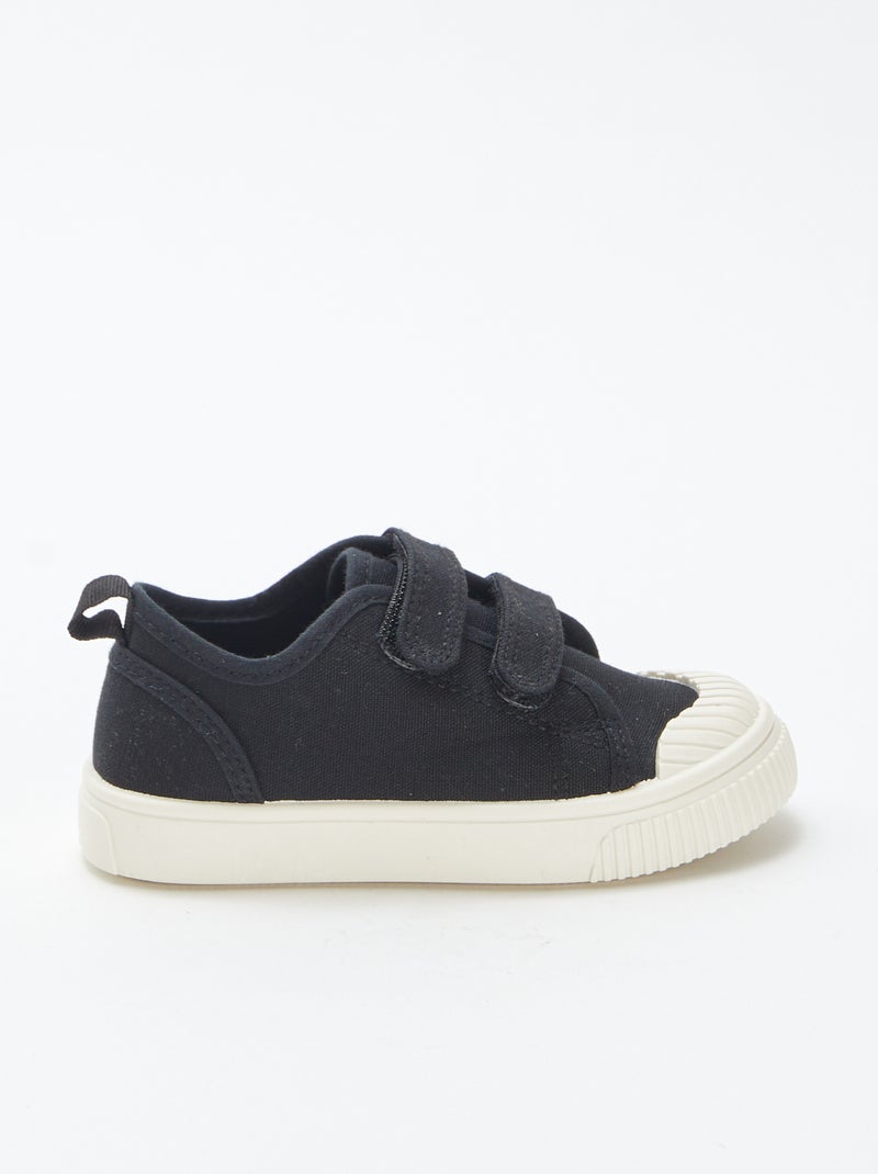 Zapatillas bajas de tela con velcros NEGRO - Kiabi