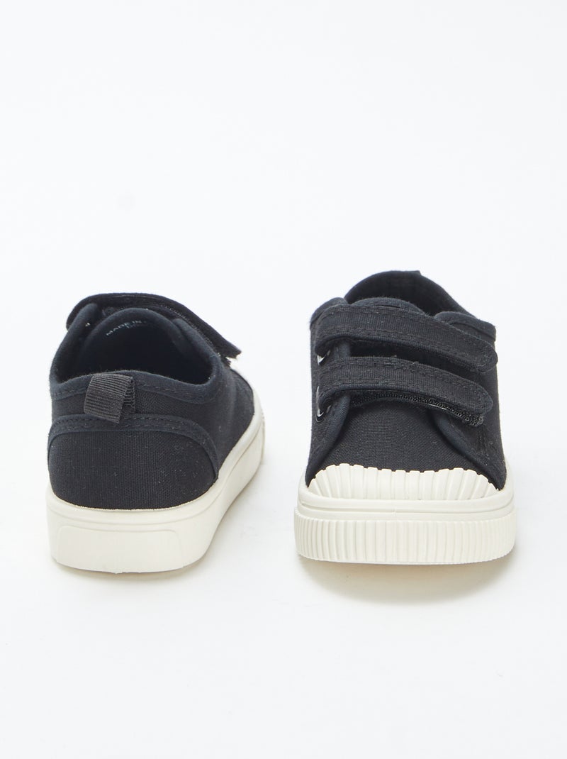 Zapatillas bajas de tela con velcros NEGRO - Kiabi