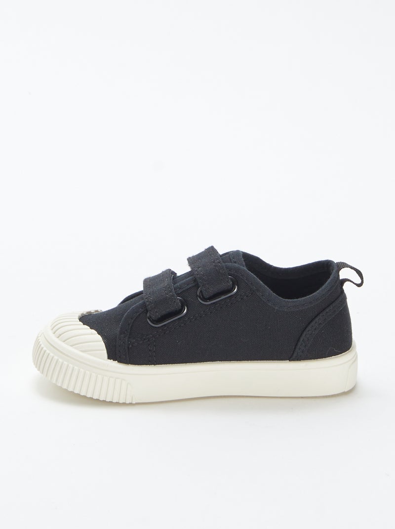 Zapatillas bajas de tela con velcros NEGRO - Kiabi