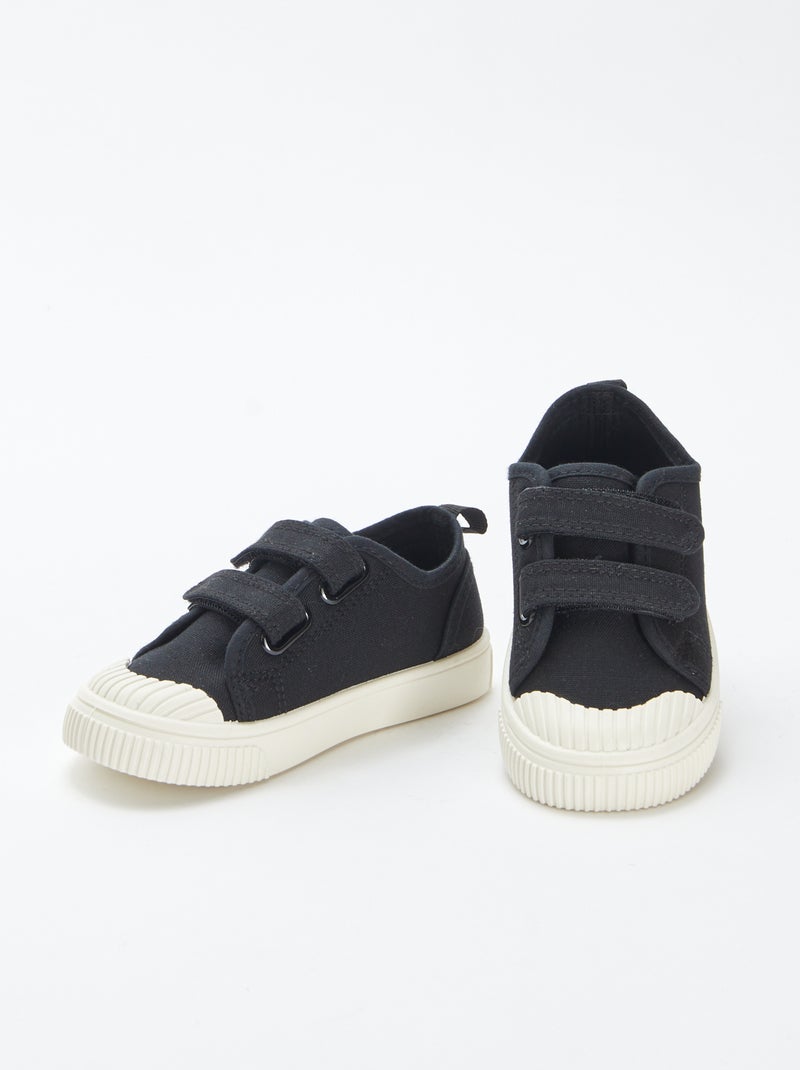 Zapatillas bajas de tela con velcros NEGRO - Kiabi