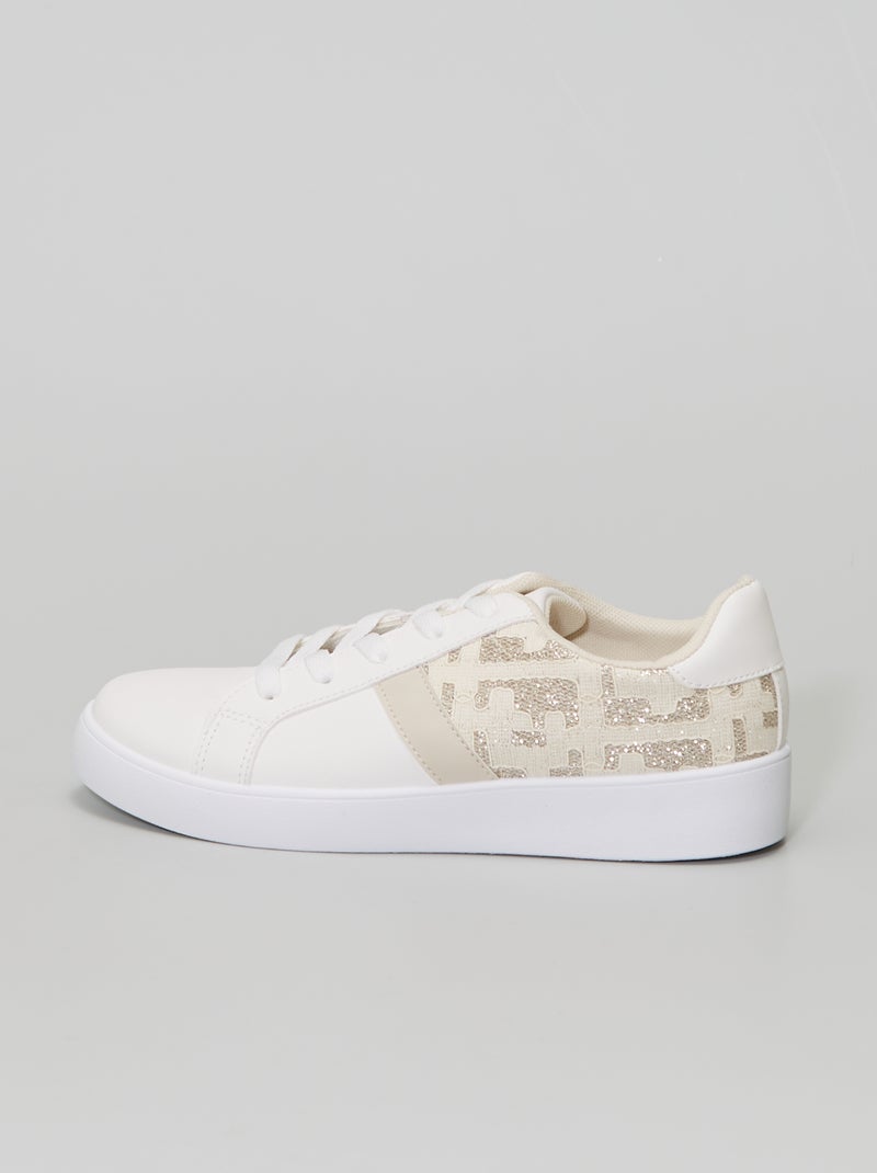 Zapatillas bajas en dos materiales BEIGE - Kiabi