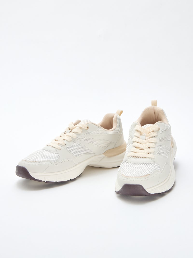 Zapatillas bajas estilo running Beige - Kiabi