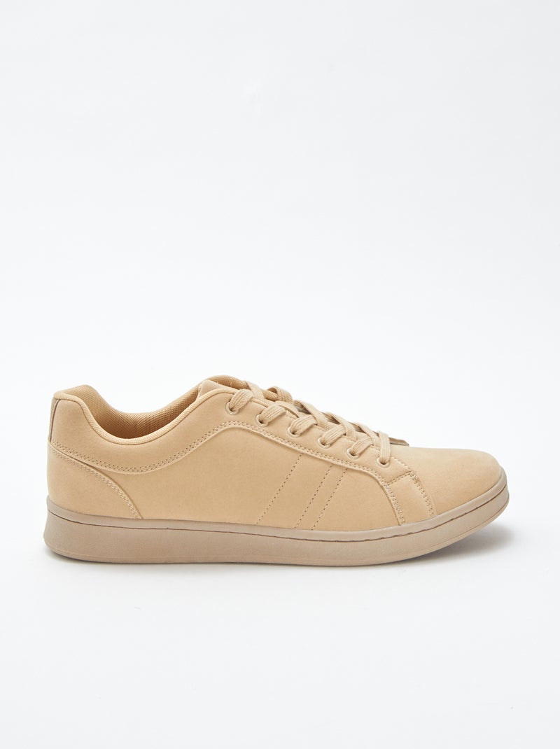 Zapatillas bajas lisas de antelina BEIGE - Kiabi