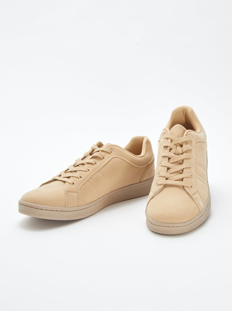 Zapatillas bajas lisas de antelina BEIGE - Kiabi