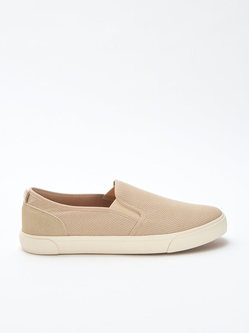 Zapatillas bajas sin cordones de malla Beige - Kiabi
