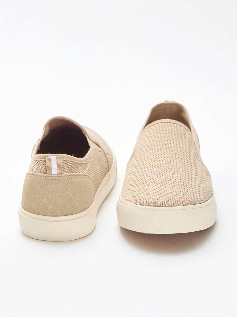 Zapatillas bajas sin cordones de malla Beige - Kiabi