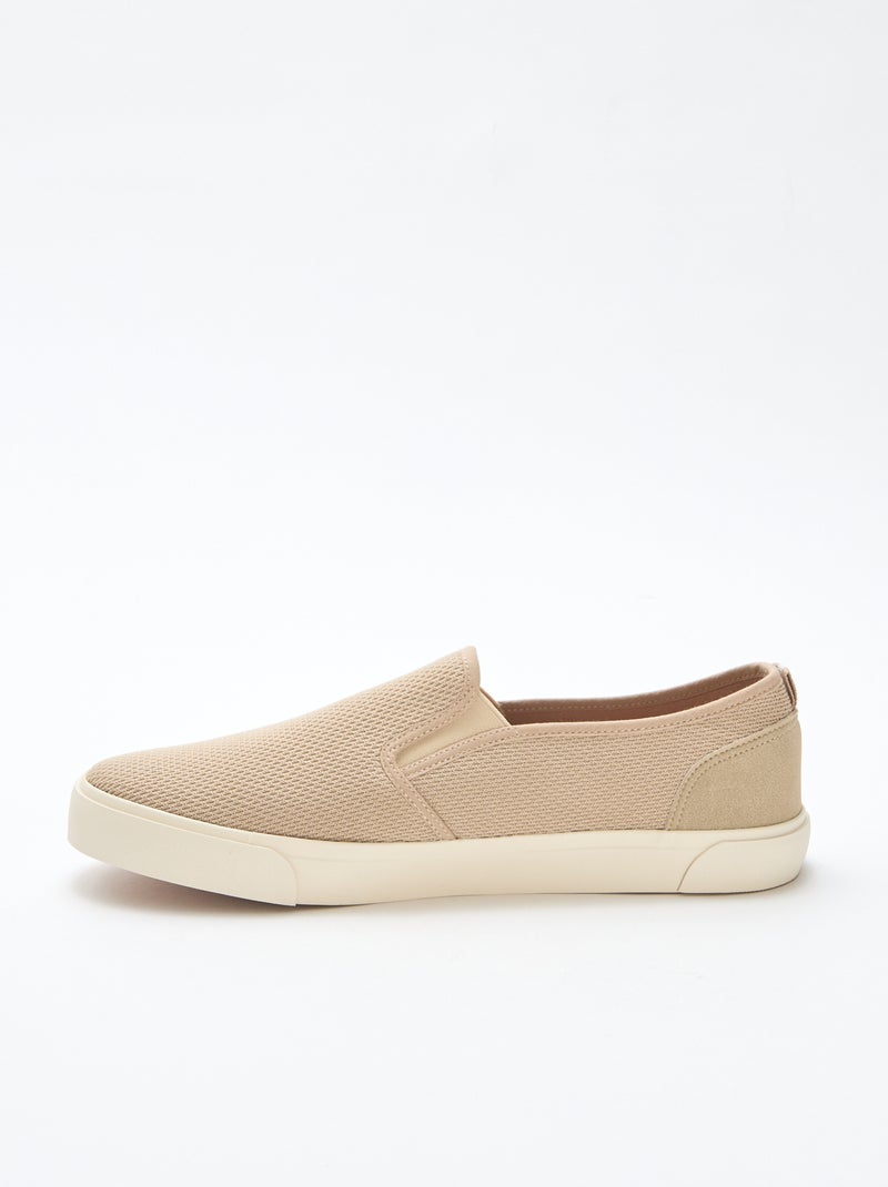 Zapatillas bajas sin cordones de malla Beige - Kiabi