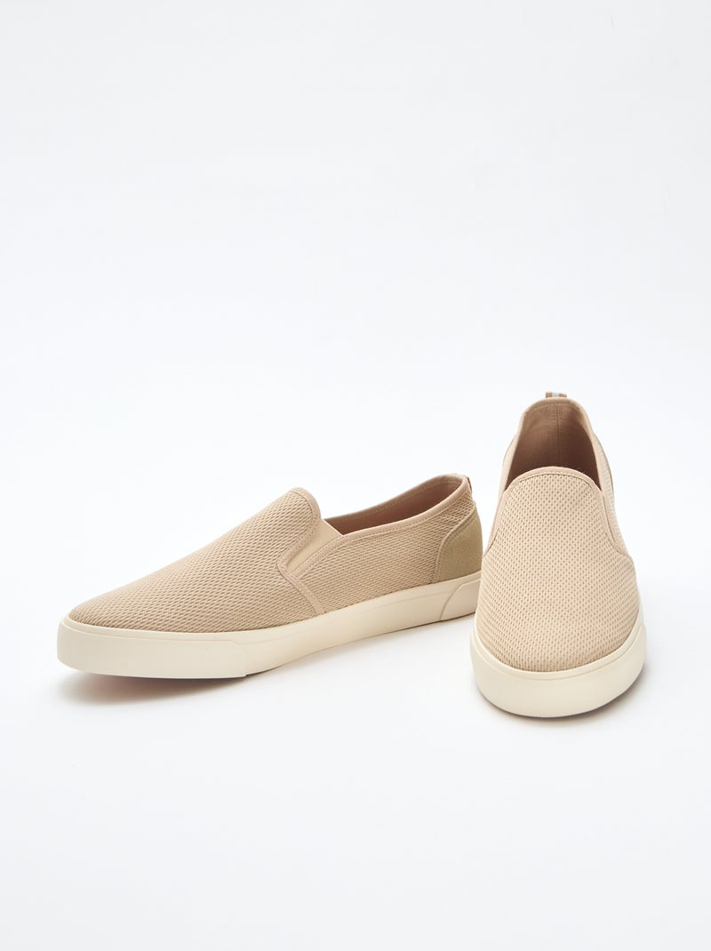 Zapatillas bajas sin cordones de malla Beige - Kiabi